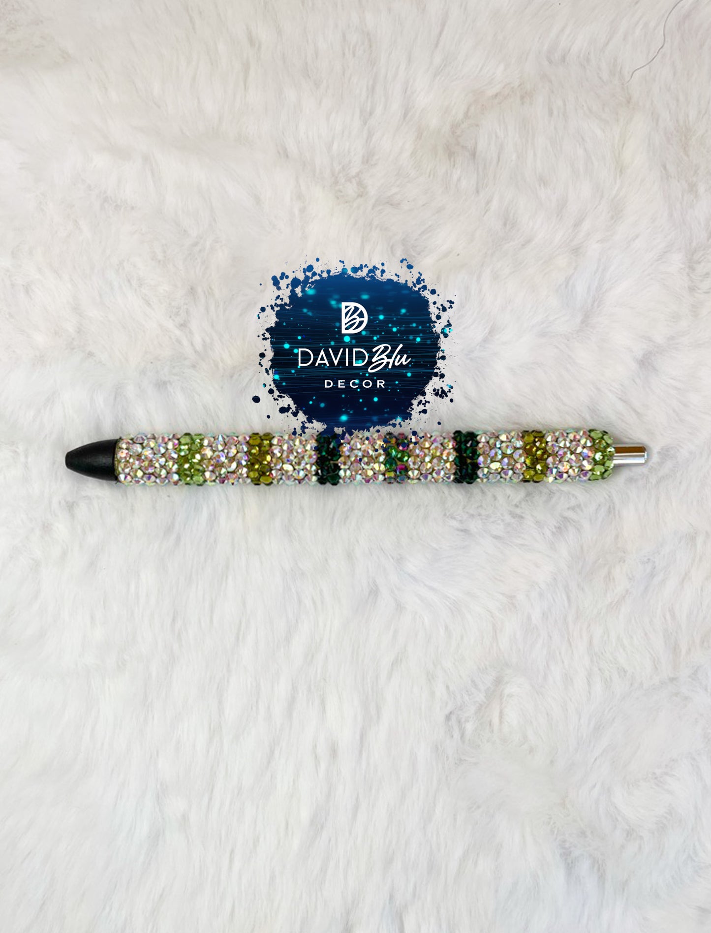 GREEN IRIDESCENT STRIPE BLING PEN