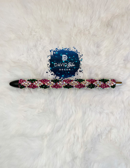 PINK & GREEN ARGYLE BLING PEN