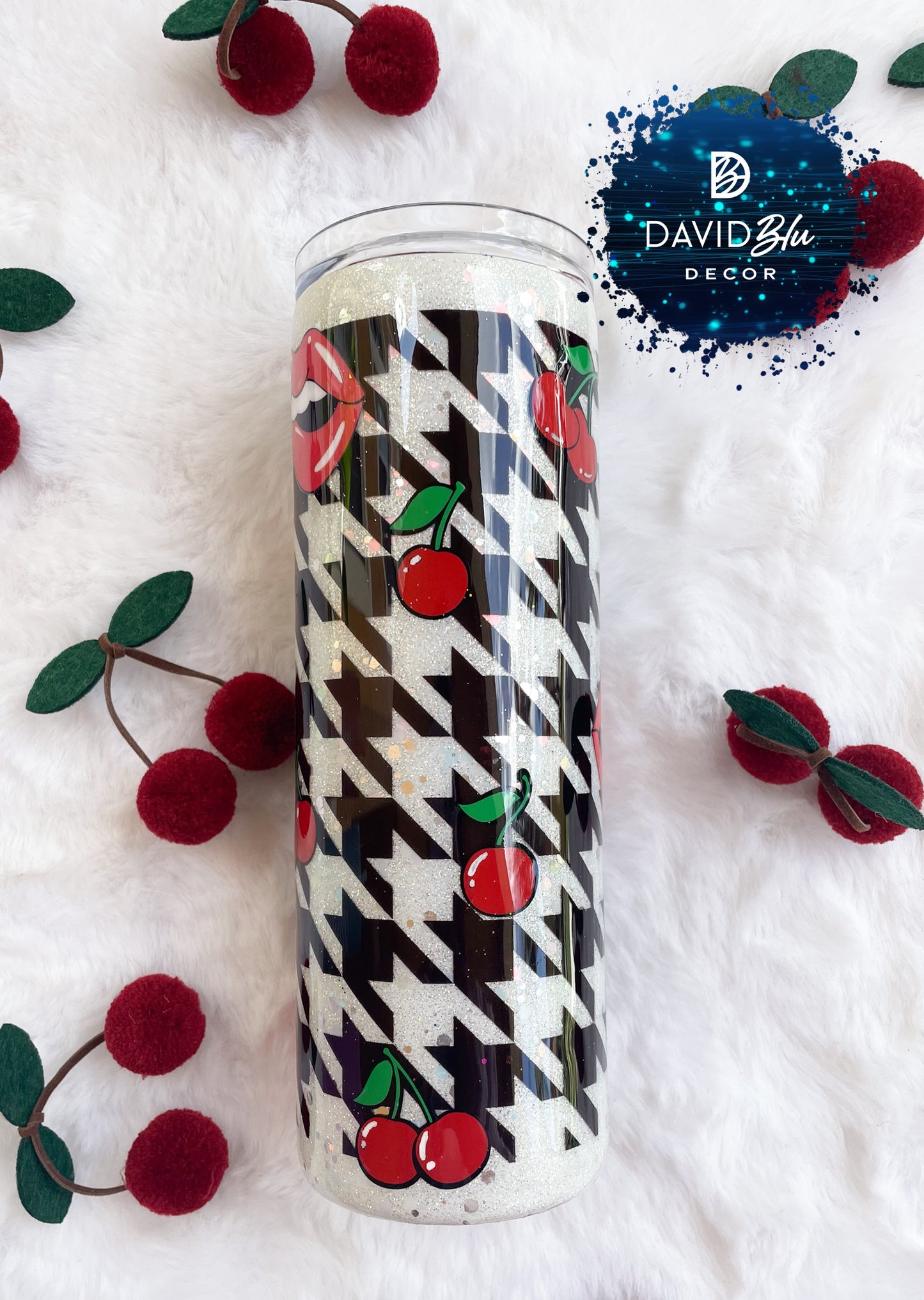 CHERRY HOUNDSTOOTH TUMBLER