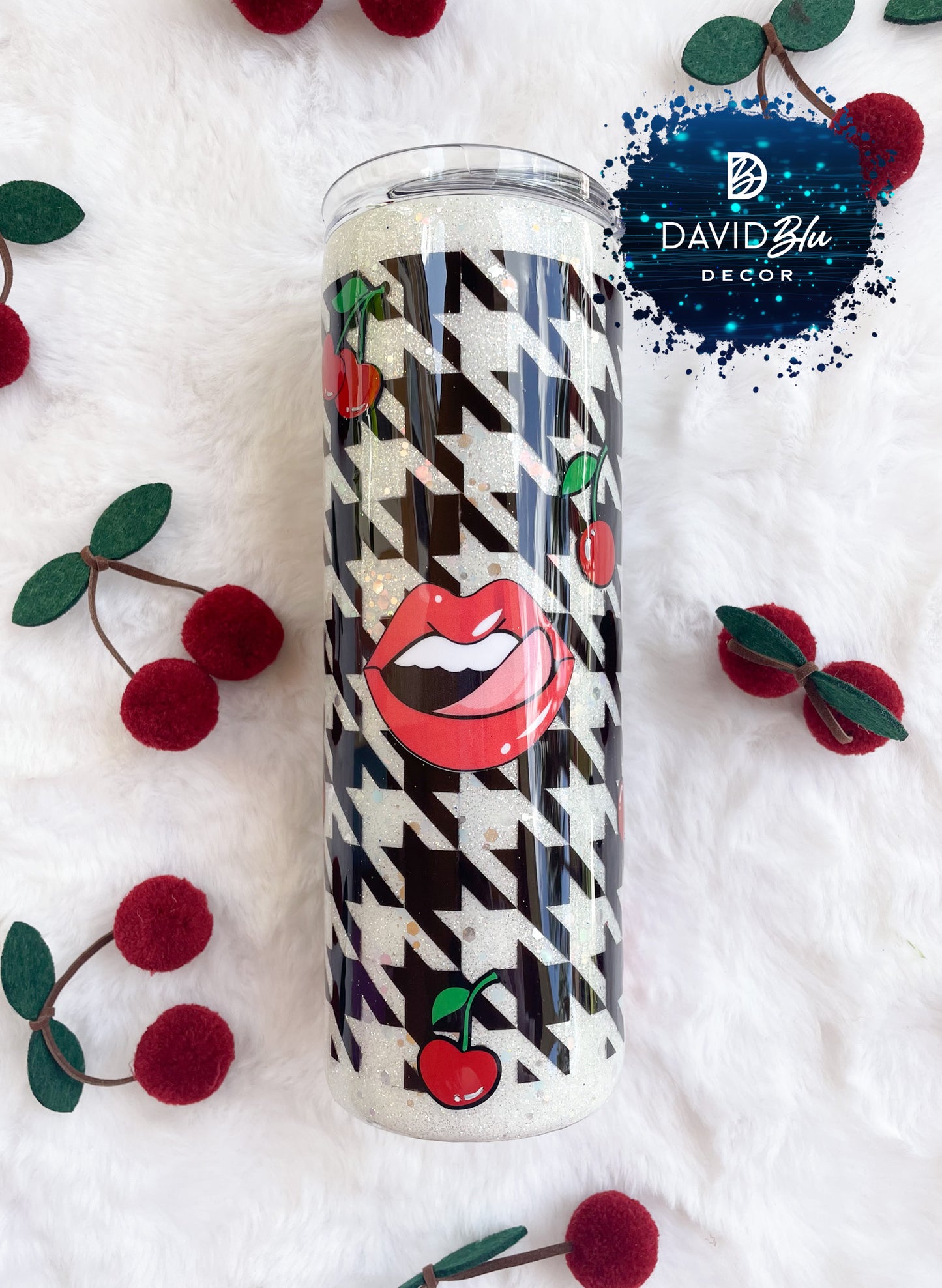 CHERRY HOUNDSTOOTH TUMBLER