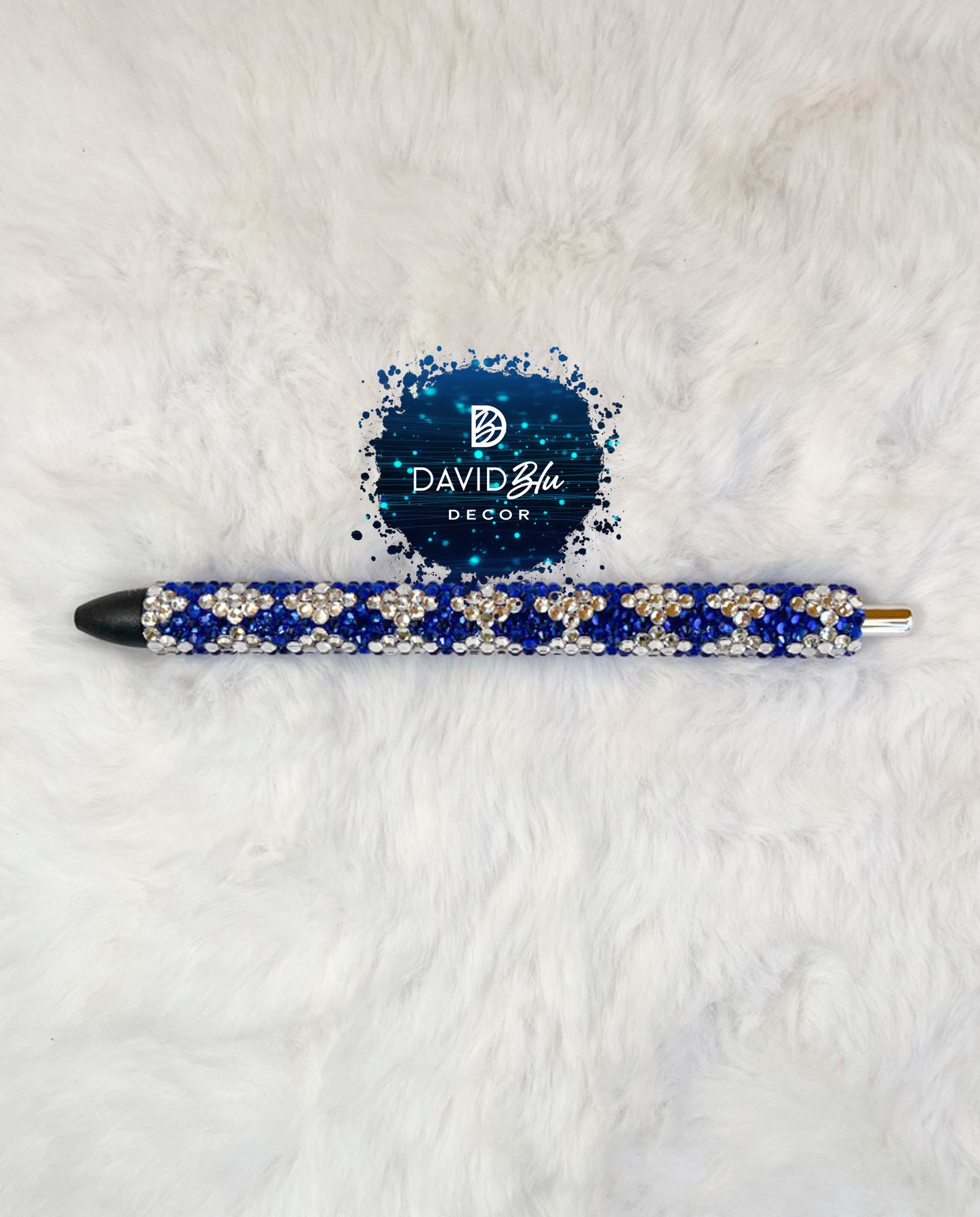 BLUE ARGYLE BLING PEN