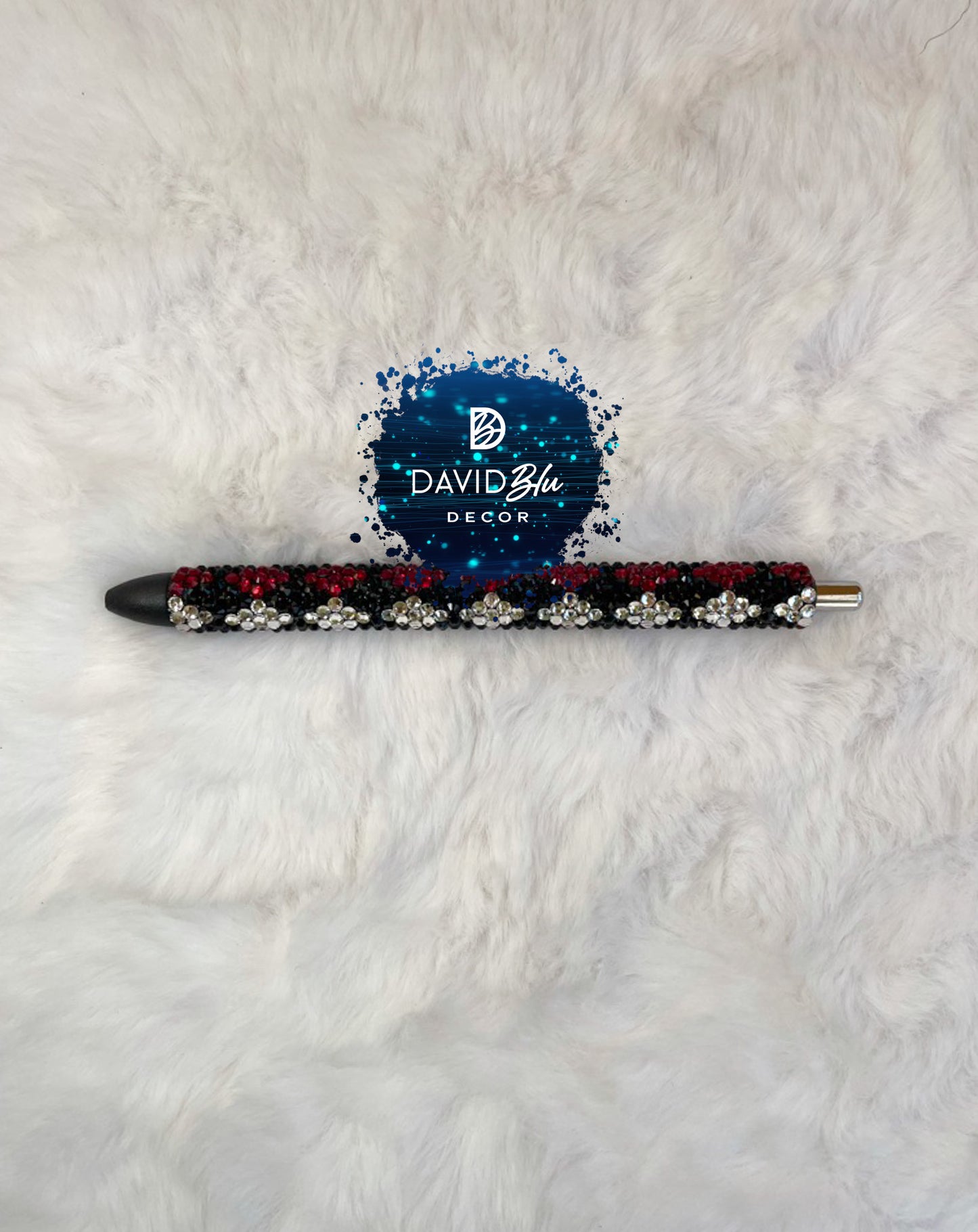 BLACK & RED ARGYLE BLING PEN