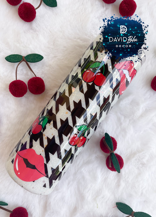 CHERRY HOUNDSTOOTH TUMBLER