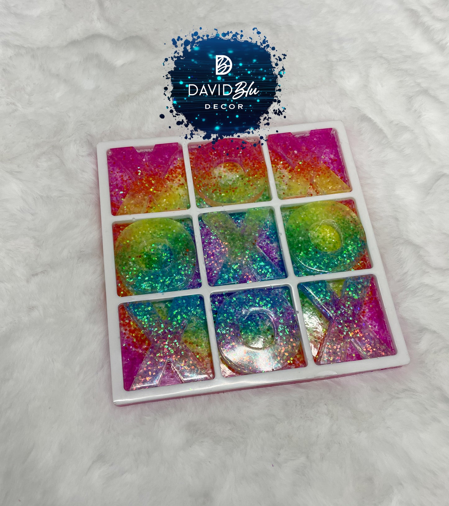 RAINBOW GLITTER TIC-TAC-TOE BOARD