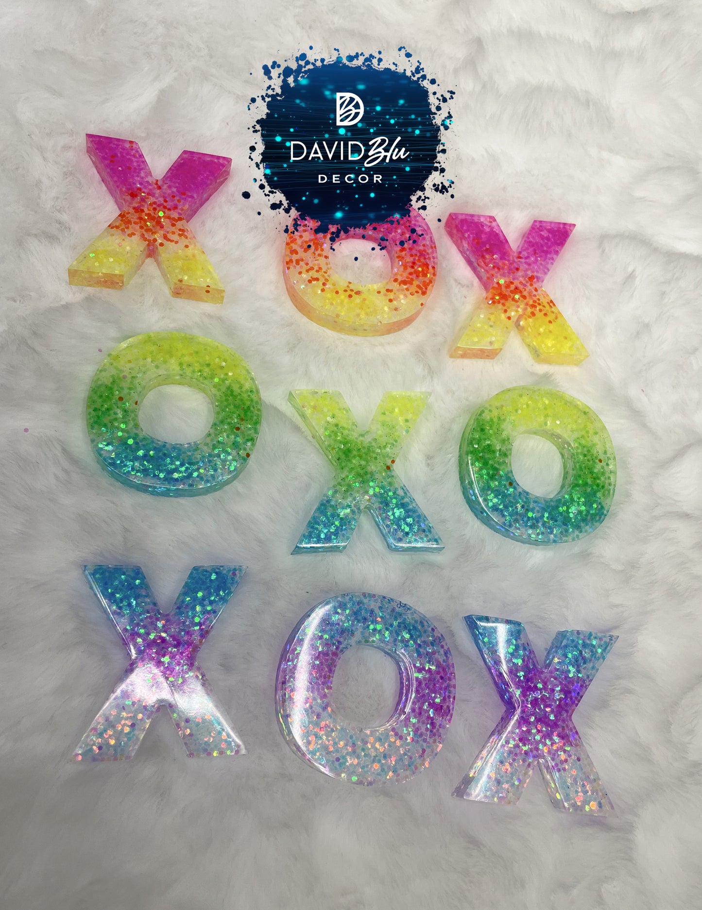 RAINBOW GLITTER TIC-TAC-TOE BOARD