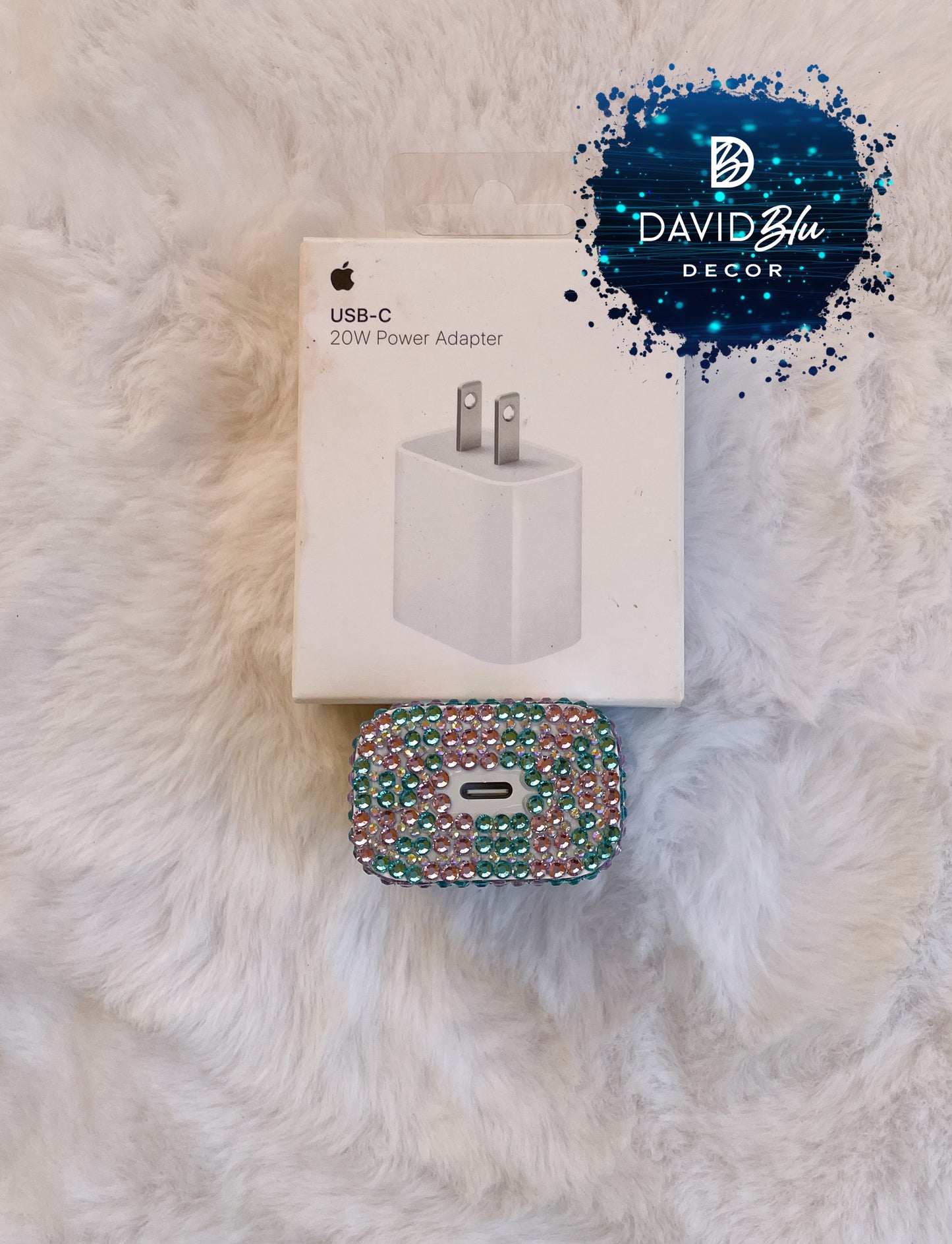 CHECKERBOARD BLING APPLE CHARGER