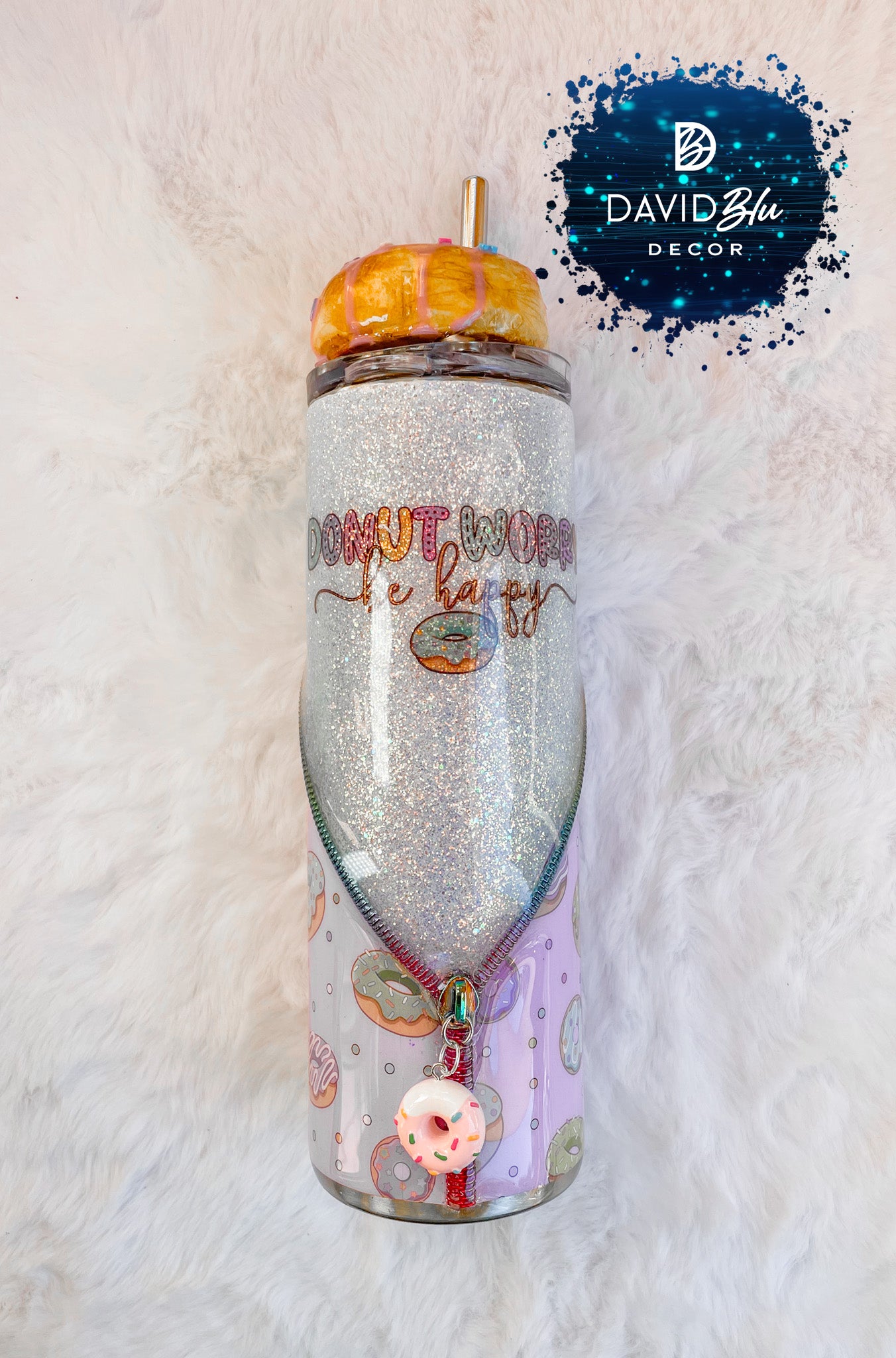 DONUT WORRY BE HAPPY ZIPPER TUMBLER