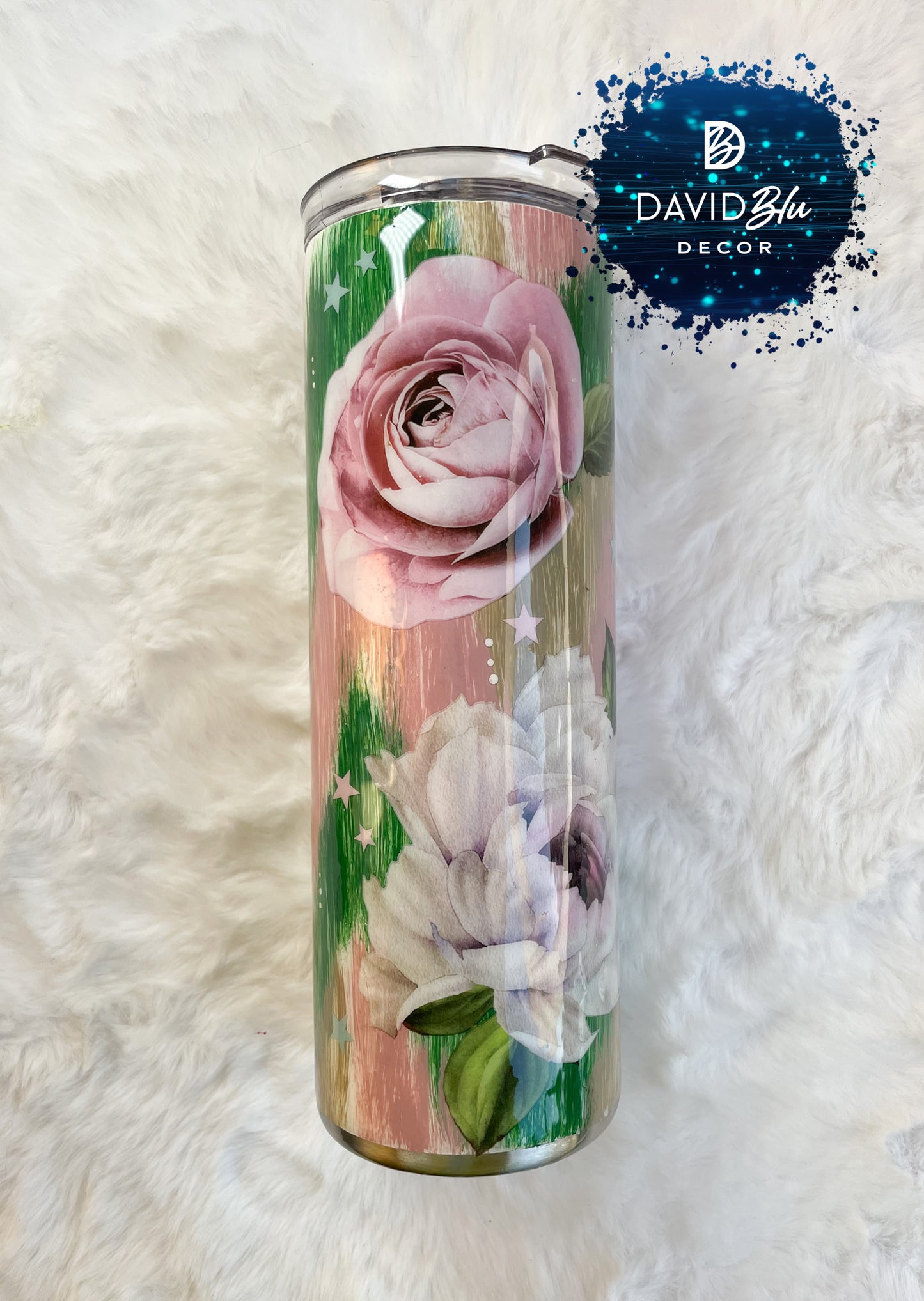 ROSES PINK & GREEN TUMBLER