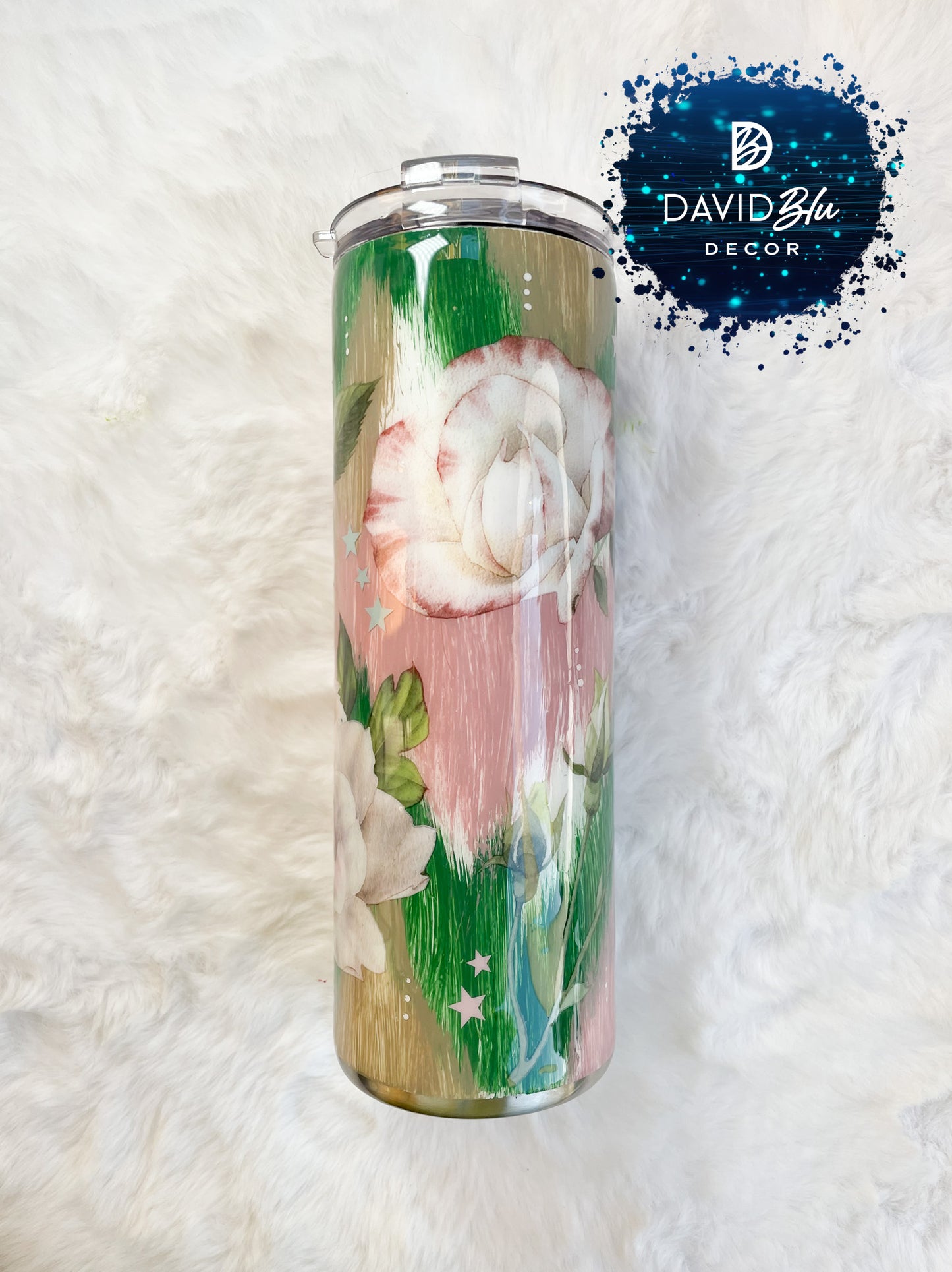 ROSES PINK & GREEN TUMBLER