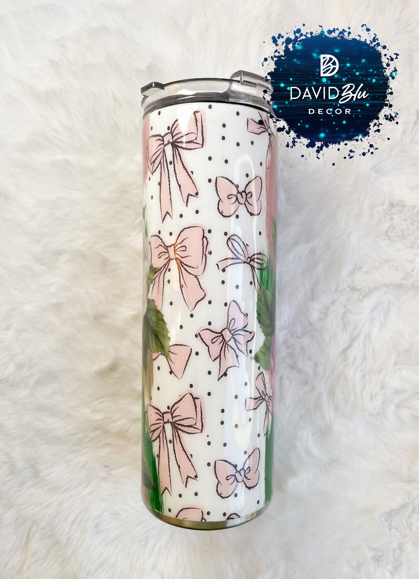 ROSES & BOWS PINK & GREEN TUMBLER