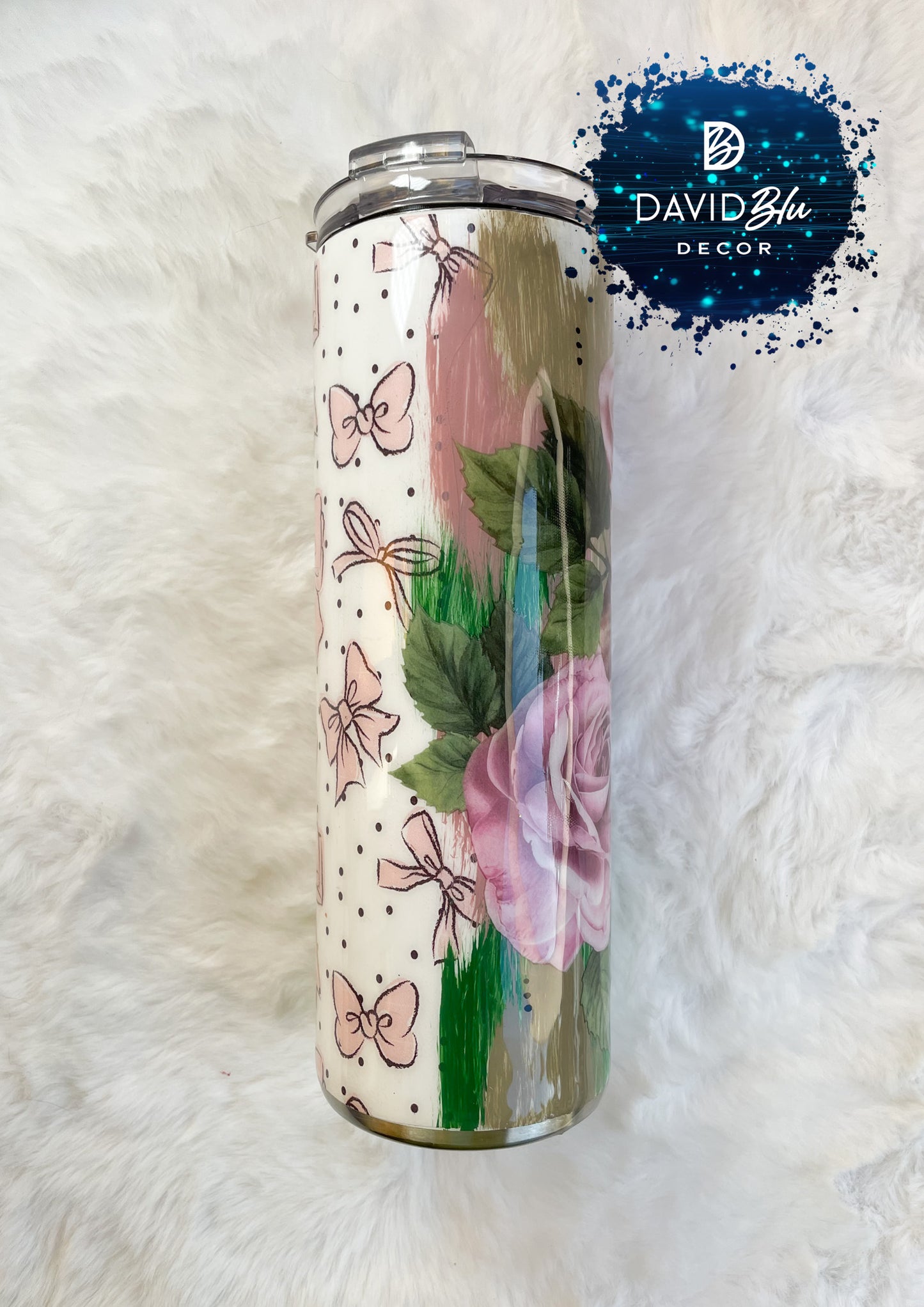 ROSES & BOWS PINK & GREEN TUMBLER