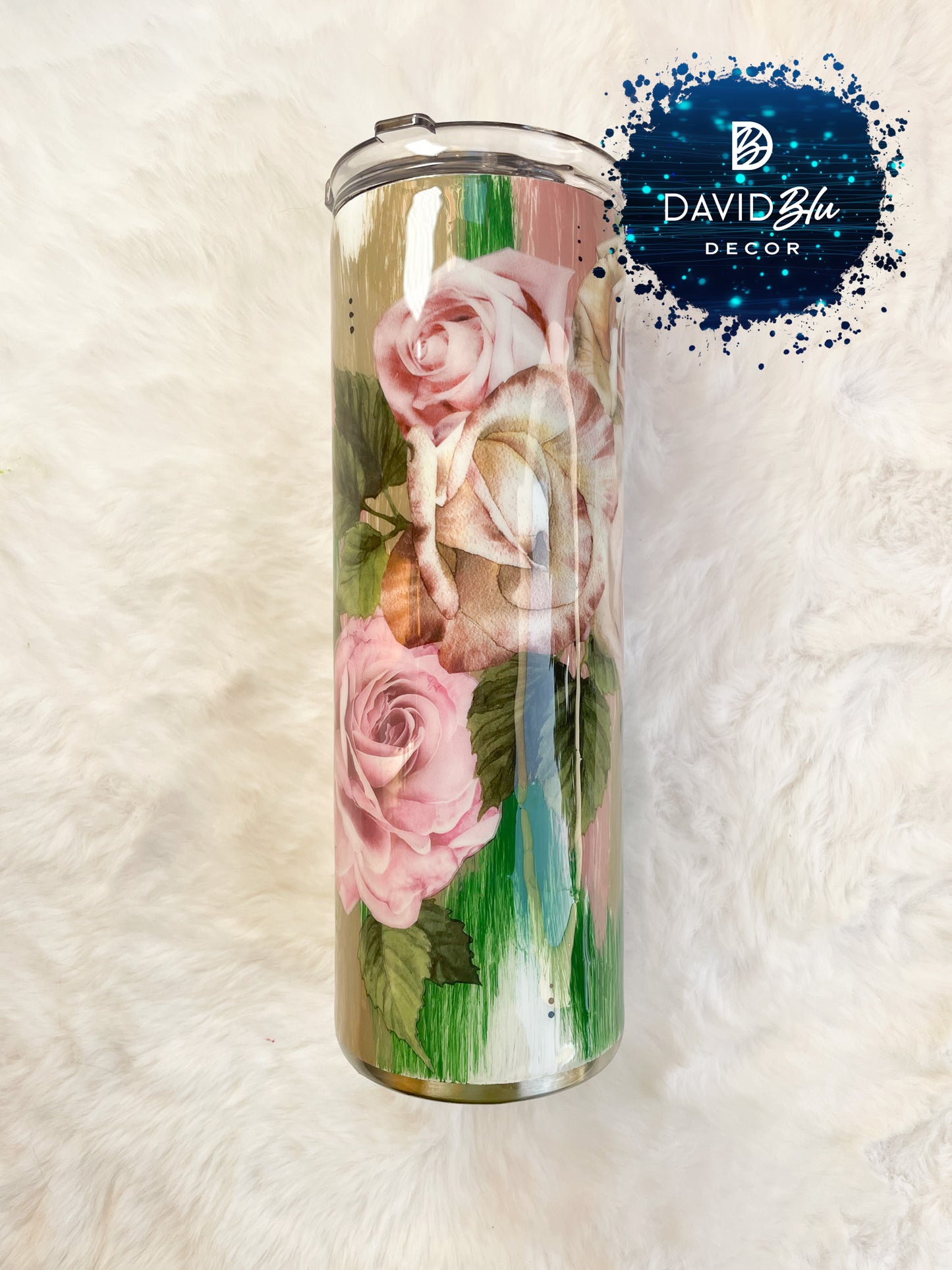 ROSES & BOWS PINK & GREEN TUMBLER