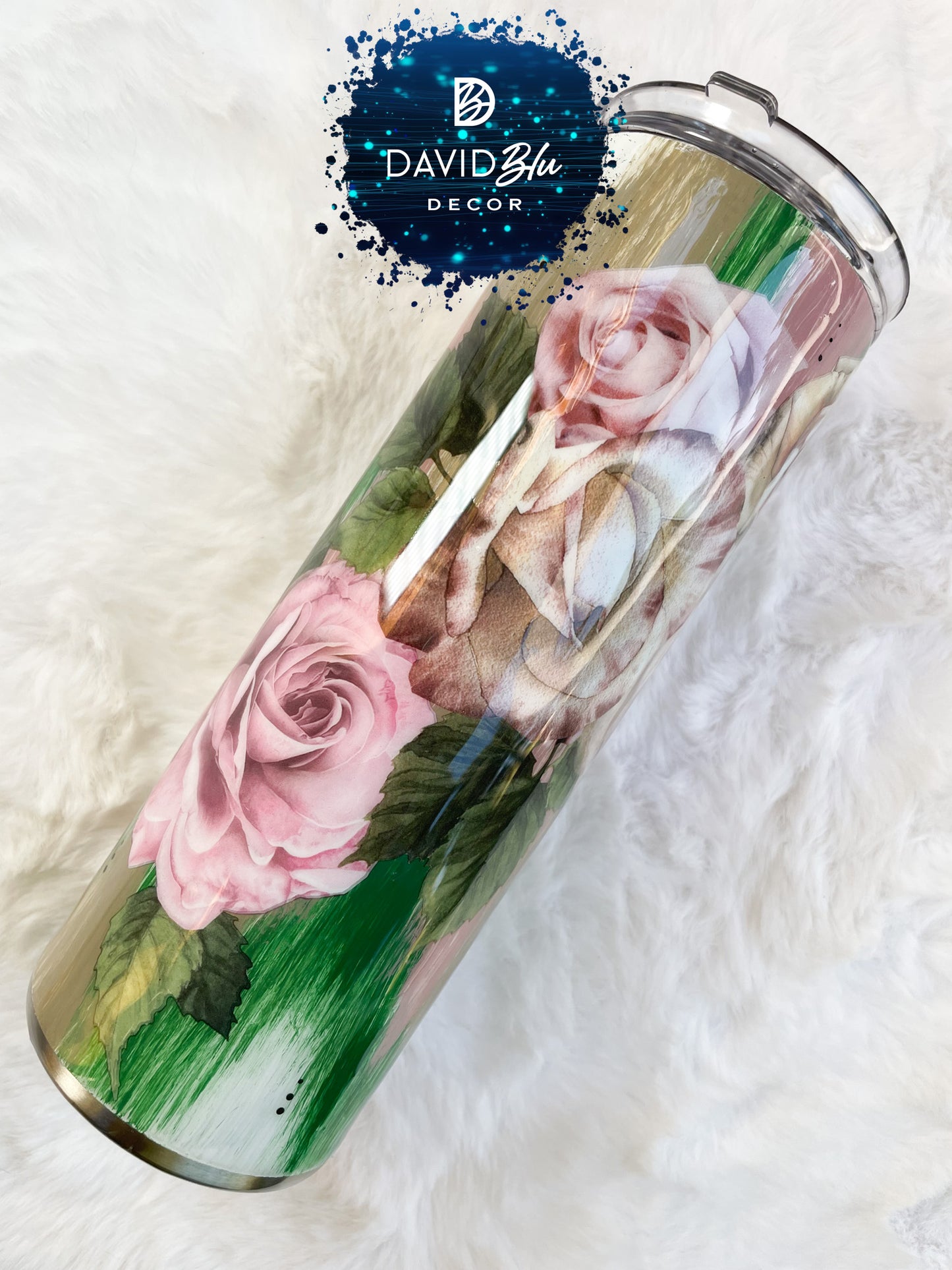 ROSES & BOWS PINK & GREEN TUMBLER