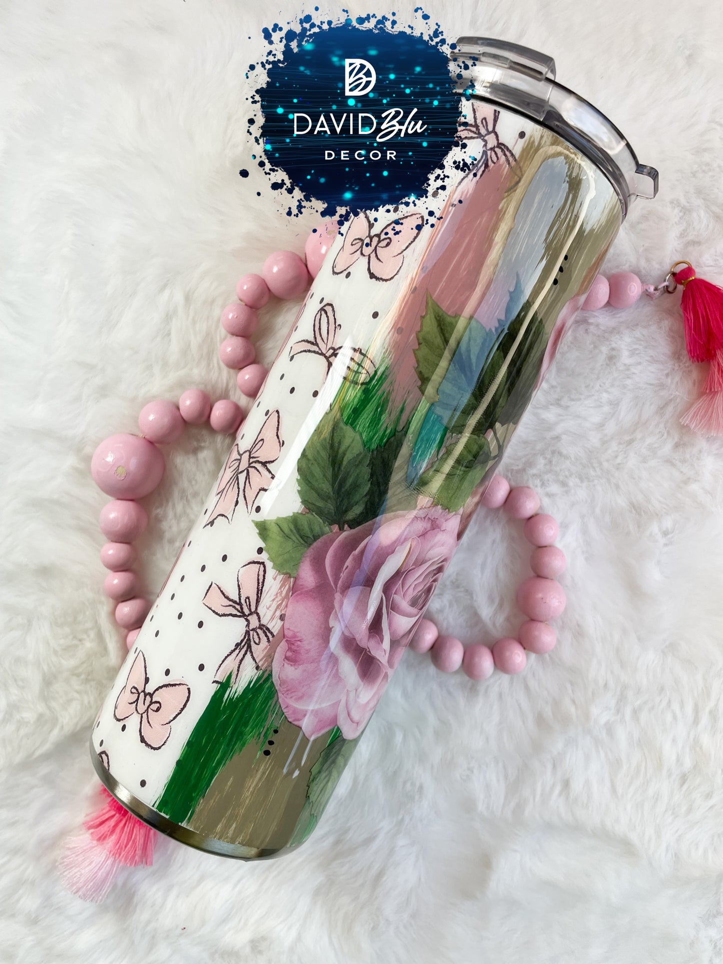 ROSES & BOWS PINK & GREEN TUMBLER