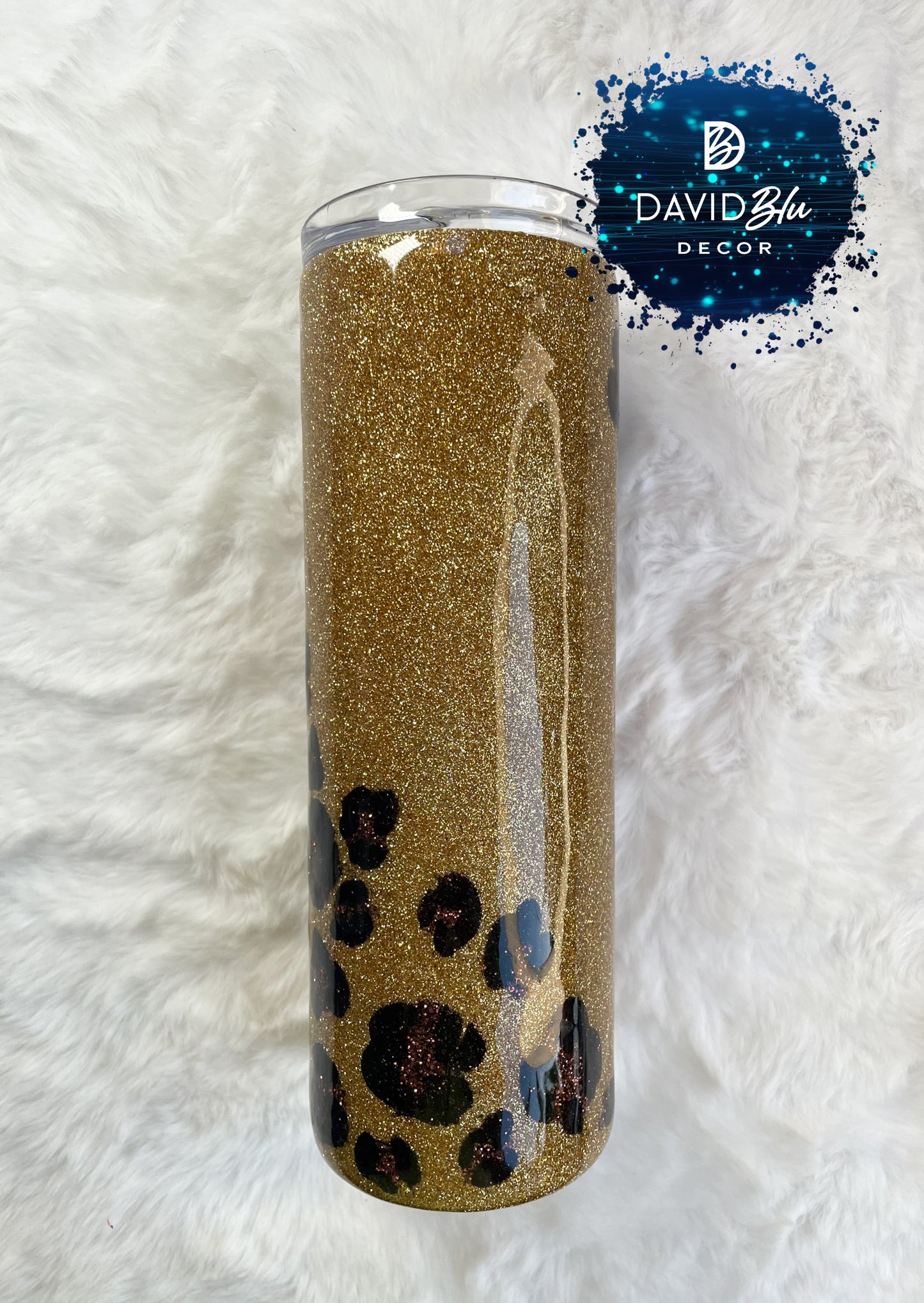 LEOPARD GLITTER SWIRL TUMBLER