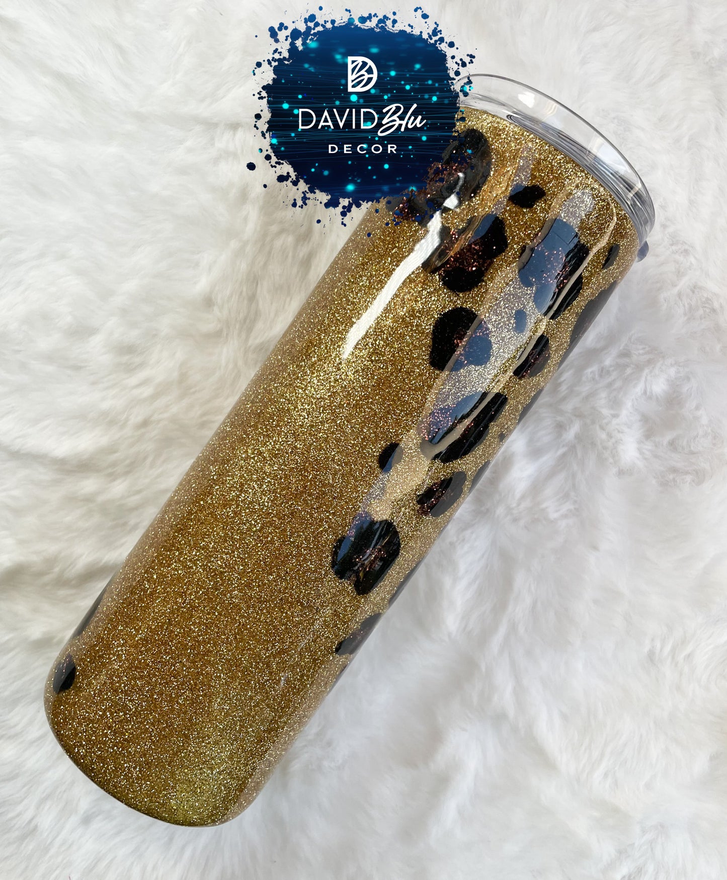 LEOPARD GLITTER SWIRL TUMBLER