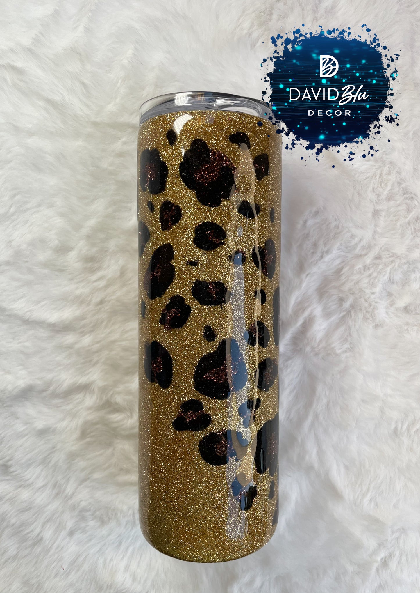 LEOPARD GLITTER SWIRL TUMBLER