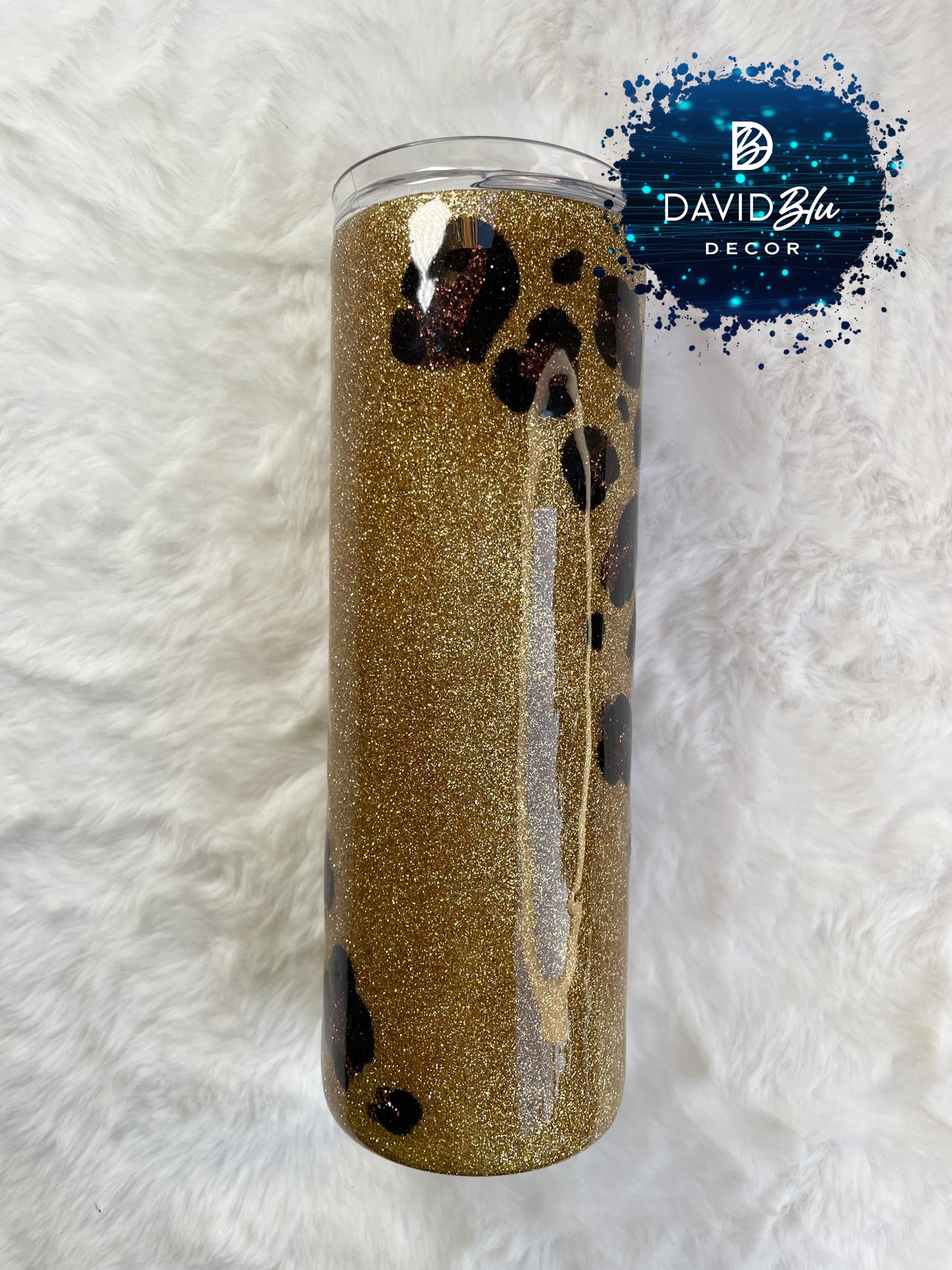 LEOPARD GLITTER SWIRL TUMBLER