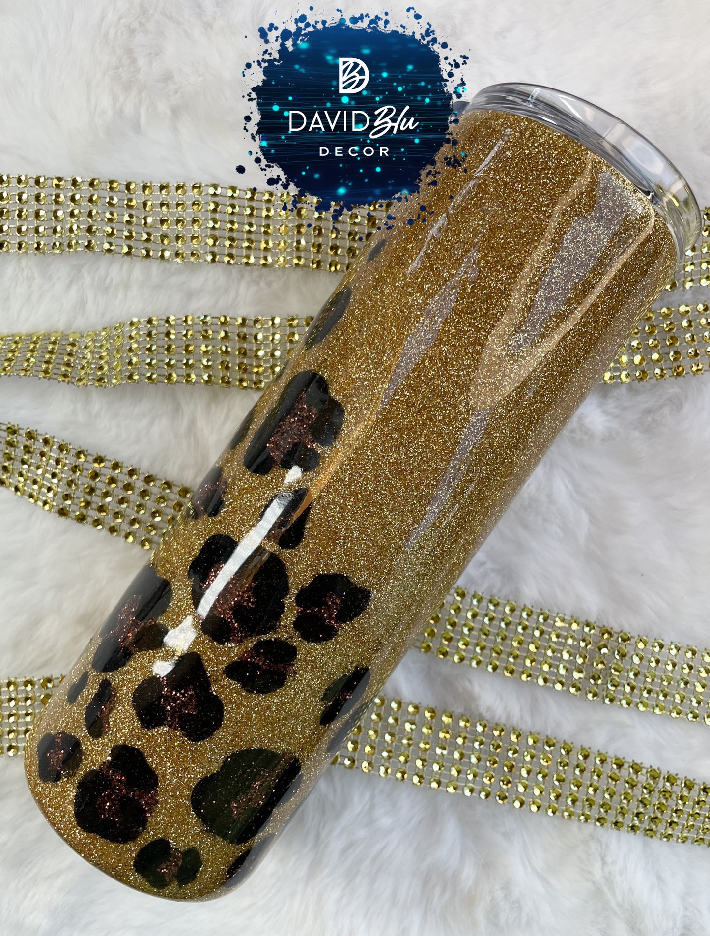 LEOPARD GLITTER SWIRL TUMBLER