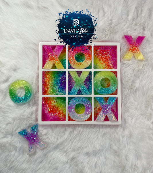 RAINBOW GLITTER TIC-TAC-TOE BOARD