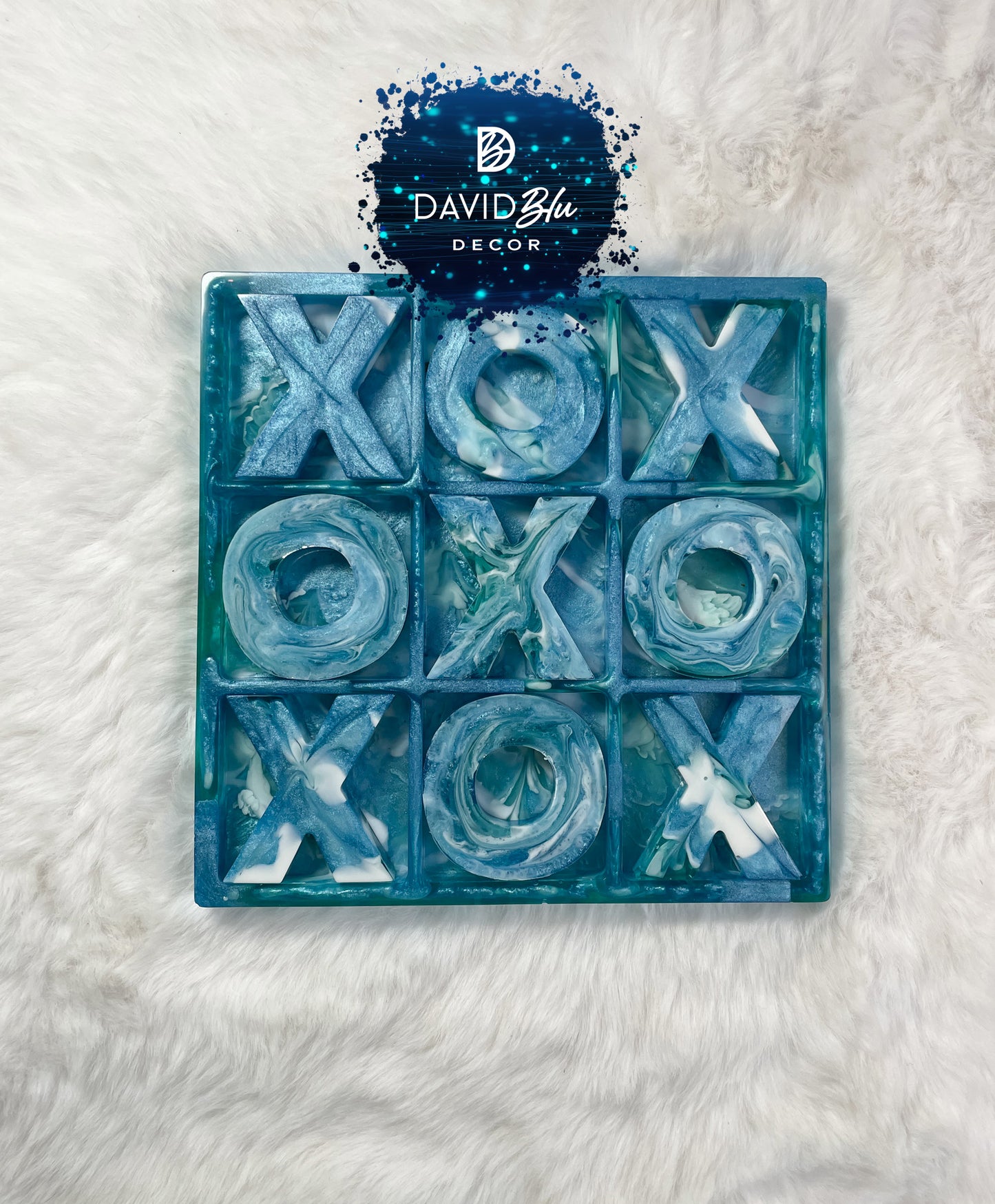 BLUE SWIRL TIC-TAC-TOE BOARD