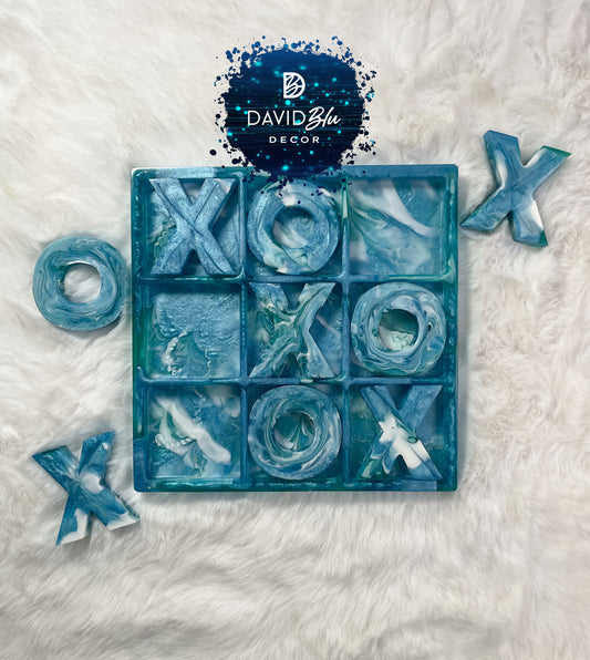 BLUE SWIRL TIC-TAC-TOE BOARD