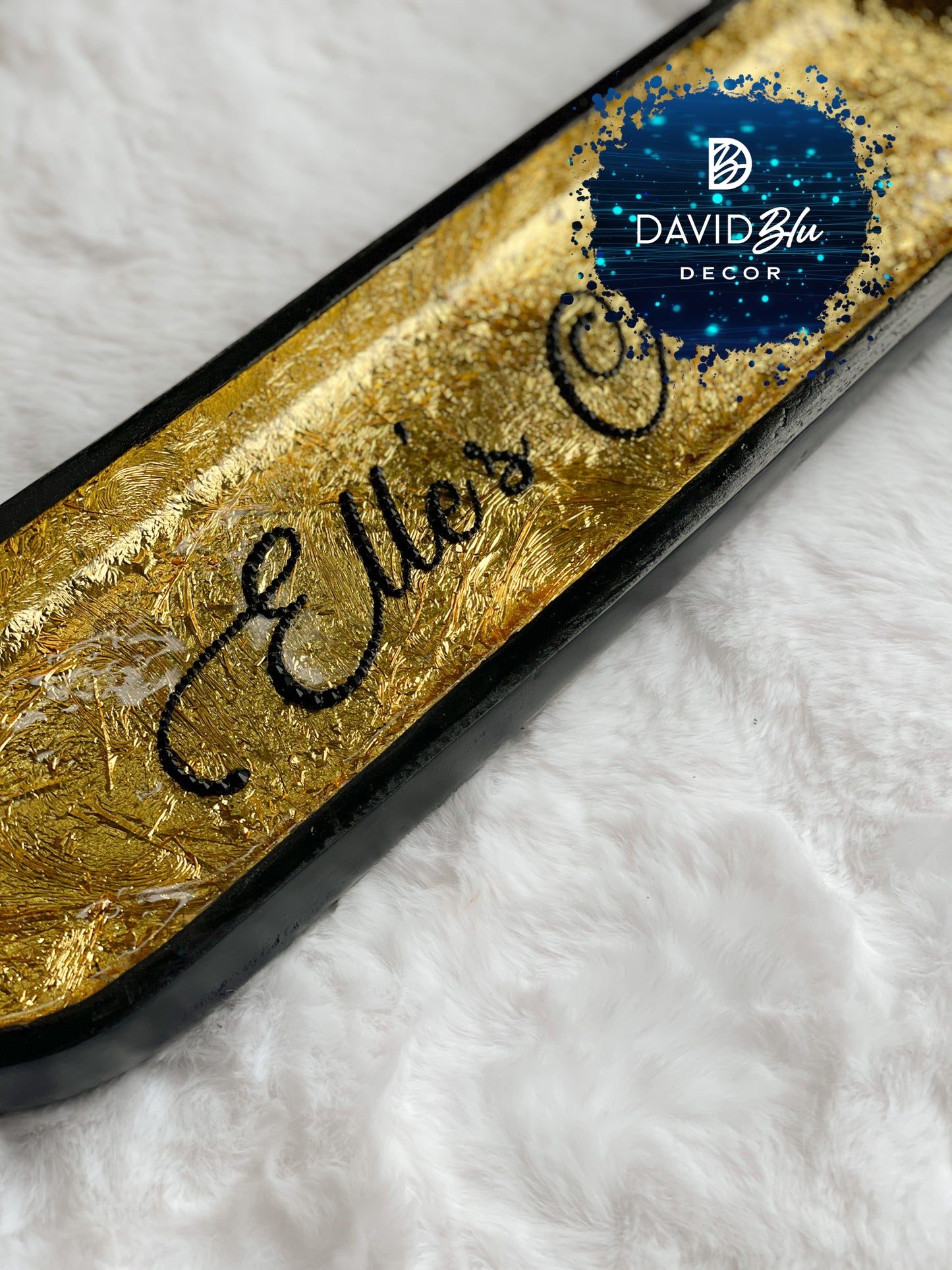 PERSONALIZED GOLD CATCHALL WOODEN TRAY