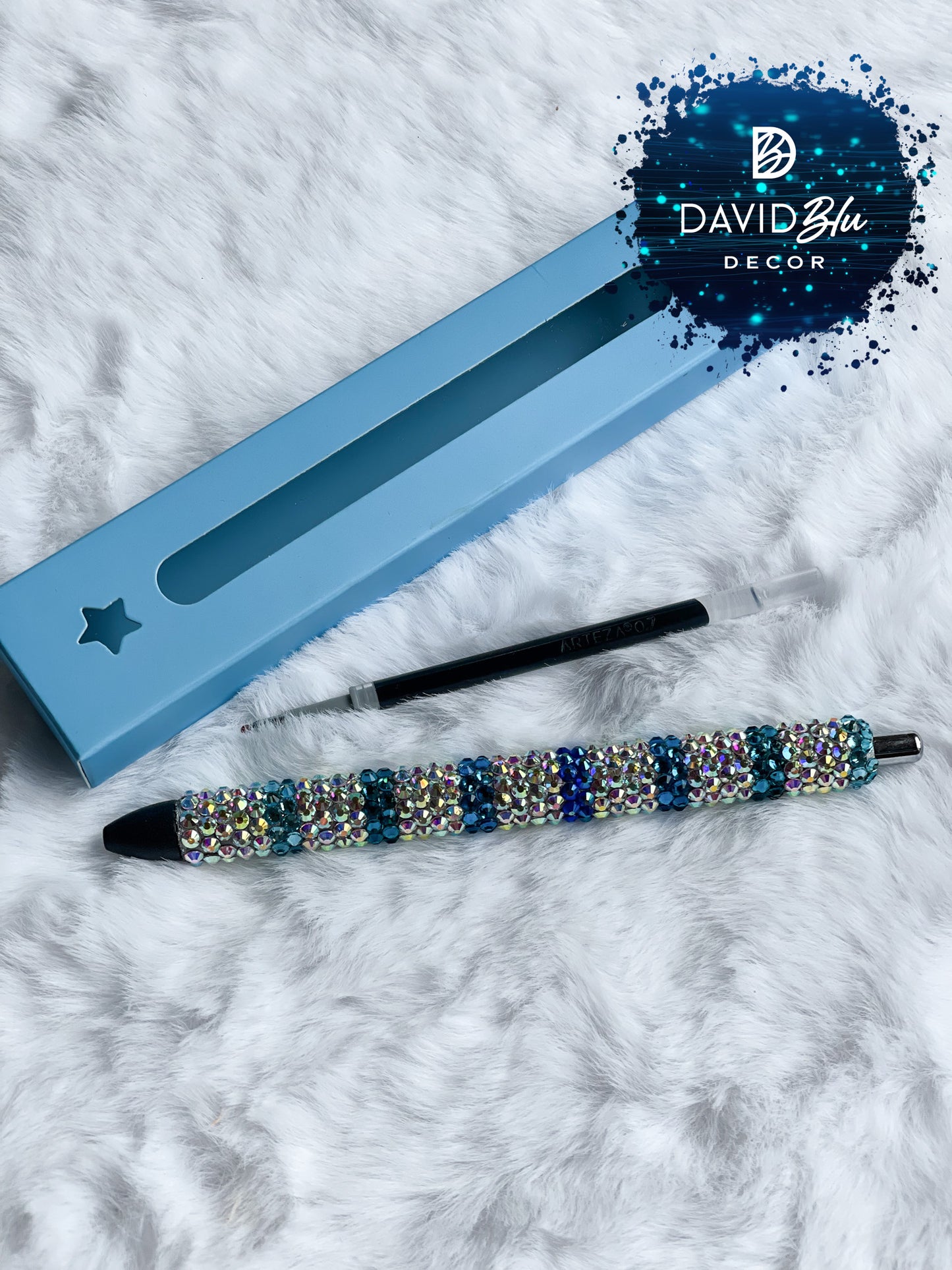 IRIDESCENT STRIPE BLING PEN